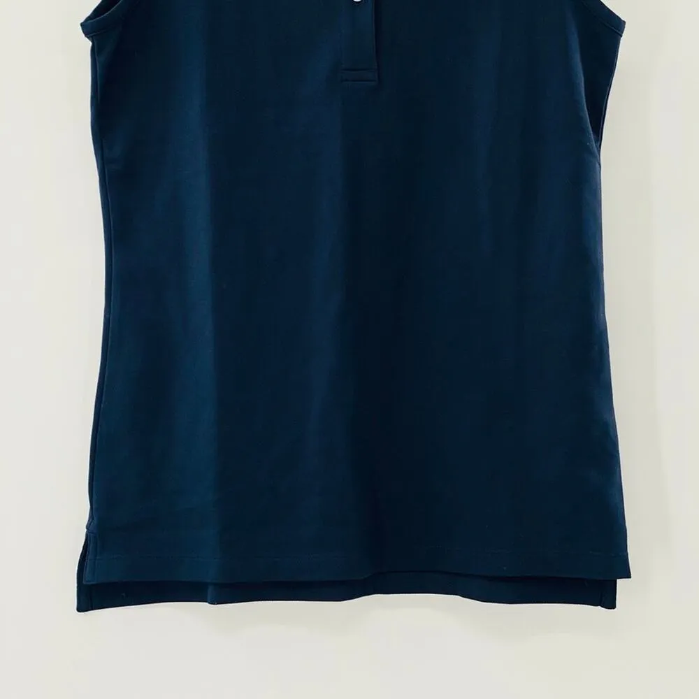 NEW Tory Burch Sport Performance Pique Sleeveless Collared Blue Polo Shirt XL - Image 8