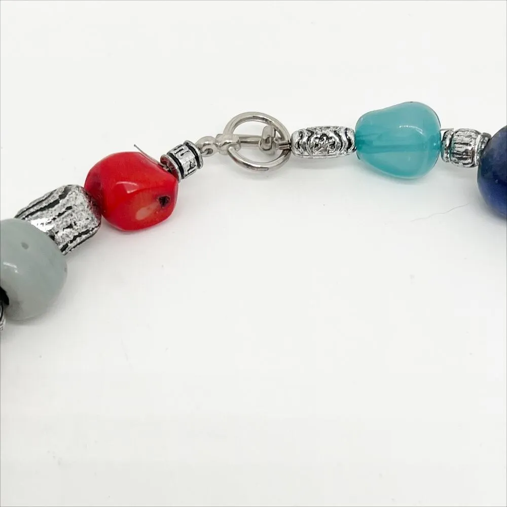 Handmade Artisan Multicolor Chunky Beaded Necklace Colorful Hand Crafted Red - Image 2