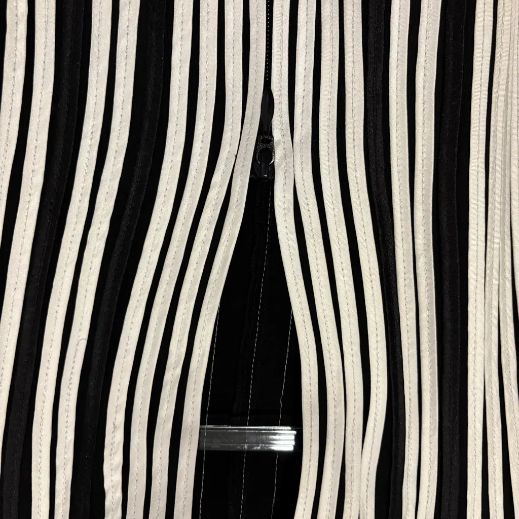 Weavz Striped‎ stretch double zipper blazer jacket black white size large - Image 4