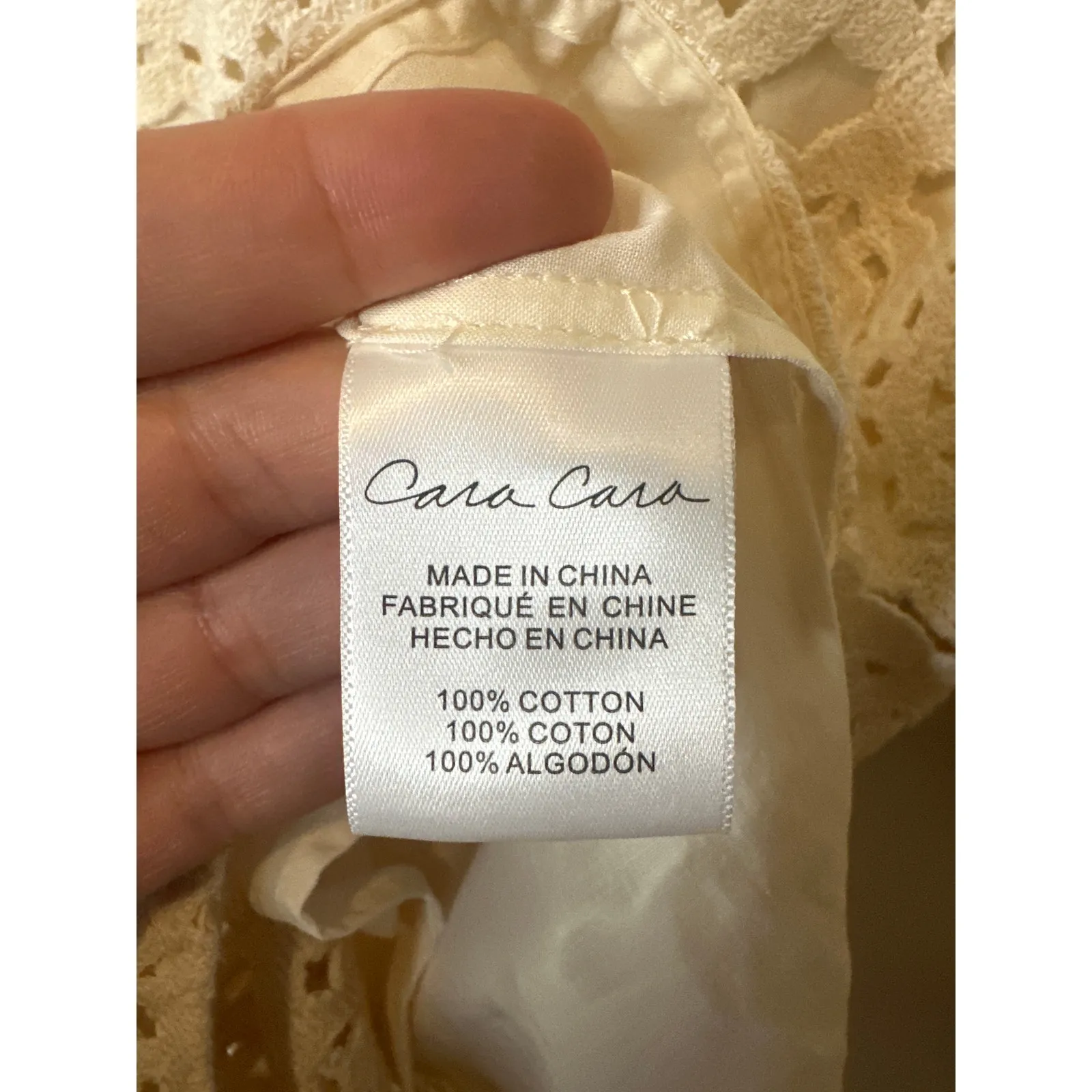 Cara Cara Marsielle Crochet Cotton Midi Dress Cream NWT Size XS - Image 10