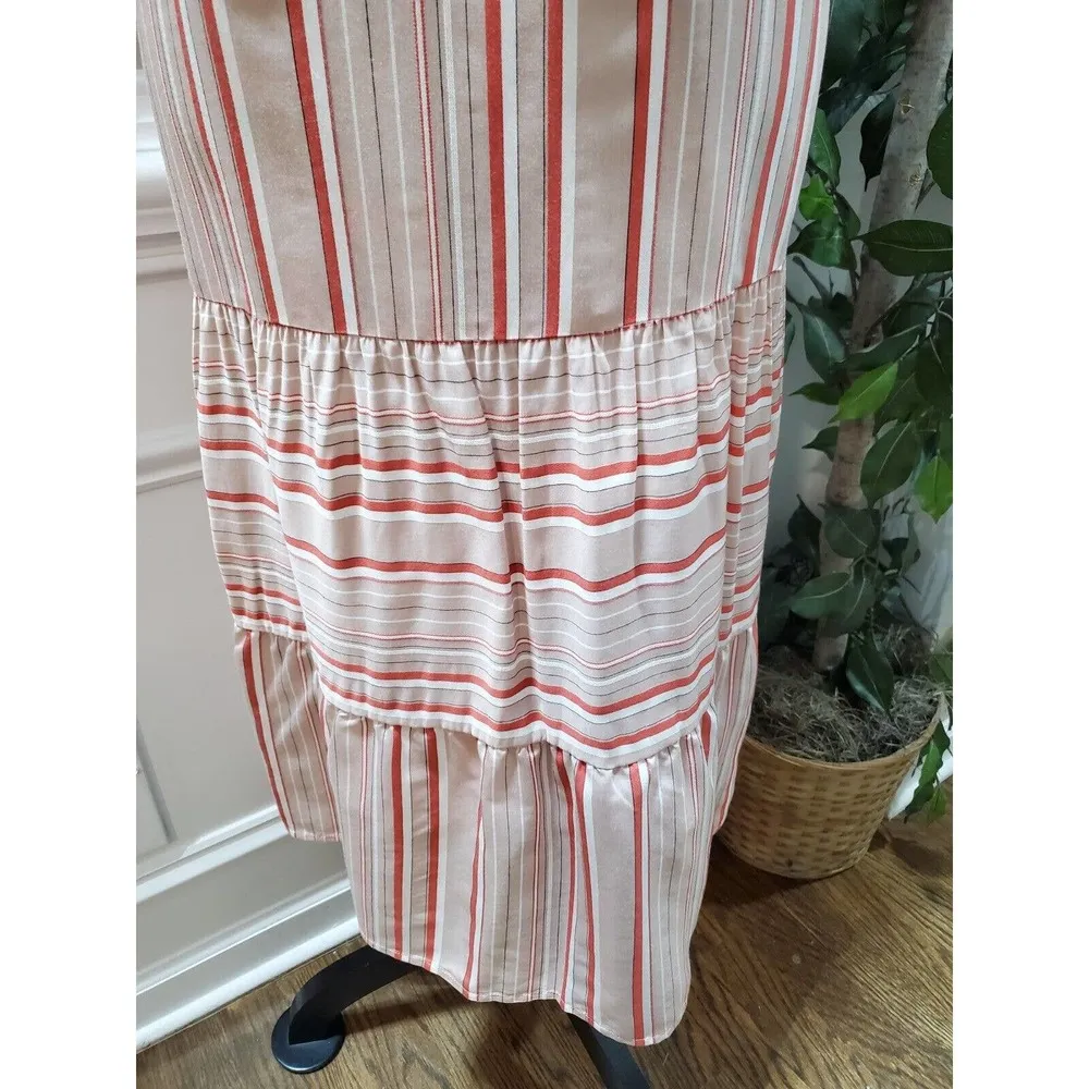 Kaari Blue Women's Pink Striped Rayon Halter Neck Sleeveless Knee Length Dress L - Image 4