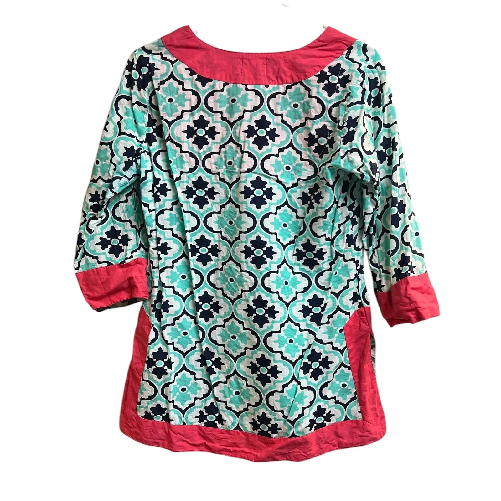 Simply Southern Collection Cotton Tunic Flower Top Aqua Medallions Small - Image 9