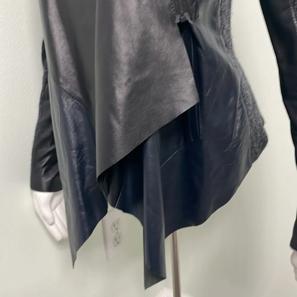 Quinn Black Leather Asymmetrical Zipper Cashmere Motto Jacket XS - Image 7