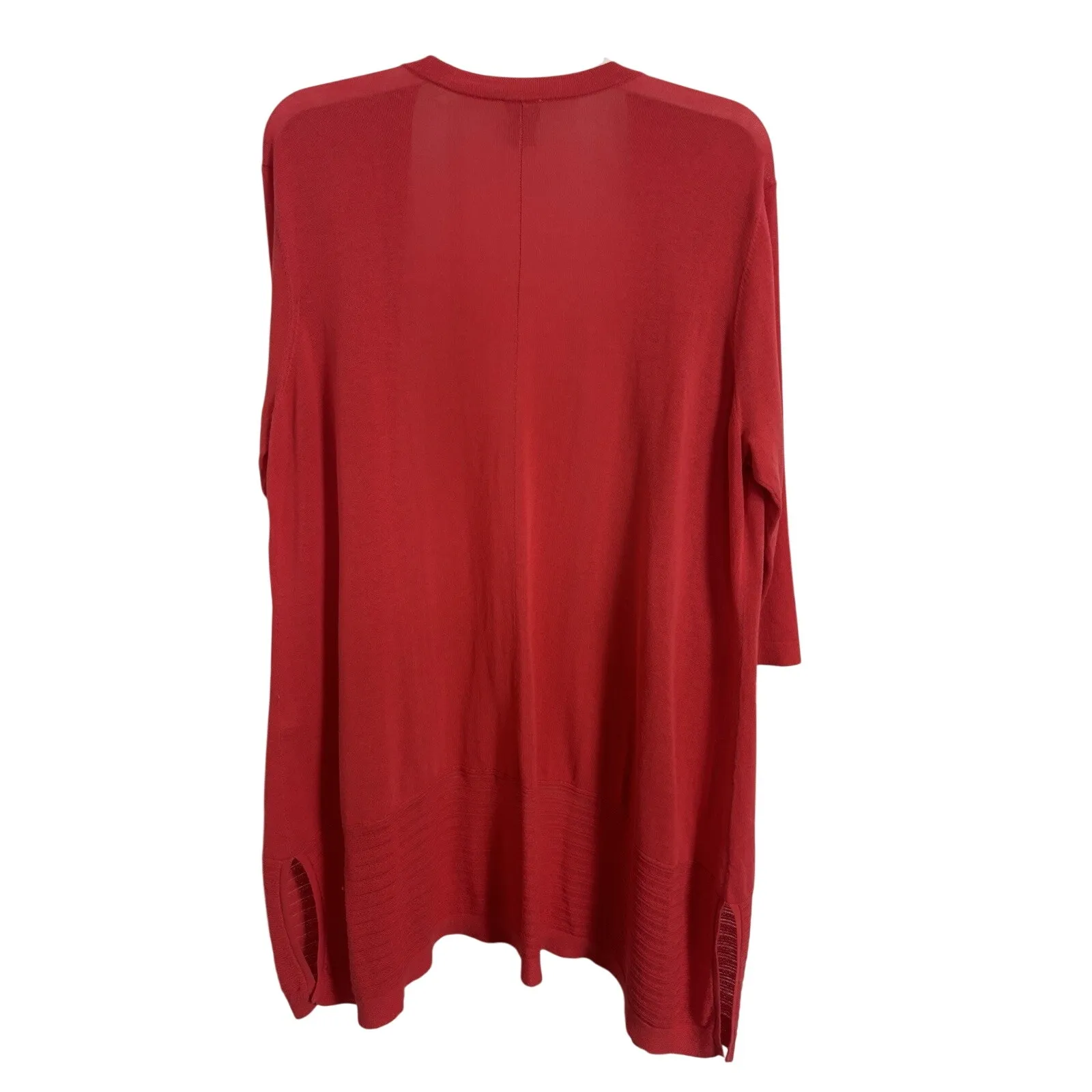 Chico’s Coral Long Line Open Front 3/4 Sleeve Cardigan Beach Cover Up Size 3 XL - Image 2