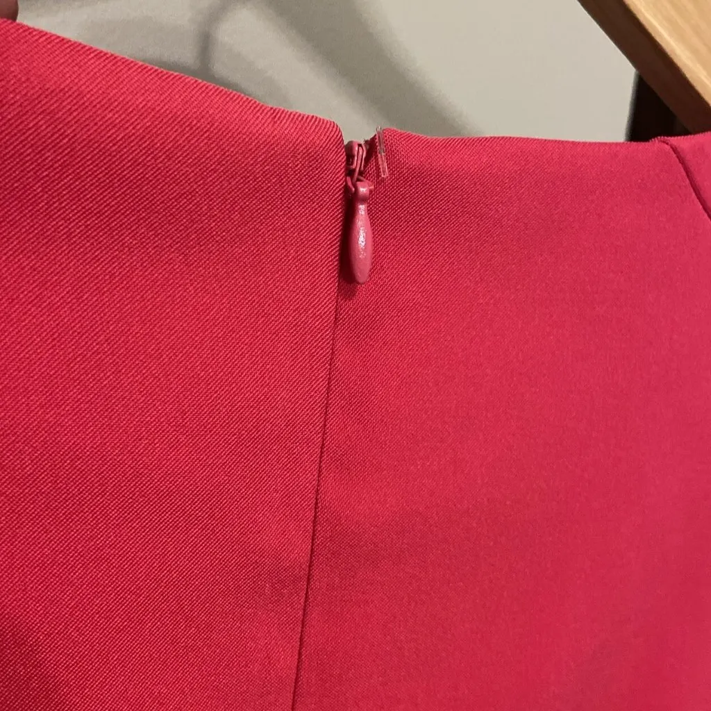 AGB Pleated Fit & Flare Cap Sleeve Pink Dress Womens Sz 12 Barbie Pink‎ Wedding - Image 6