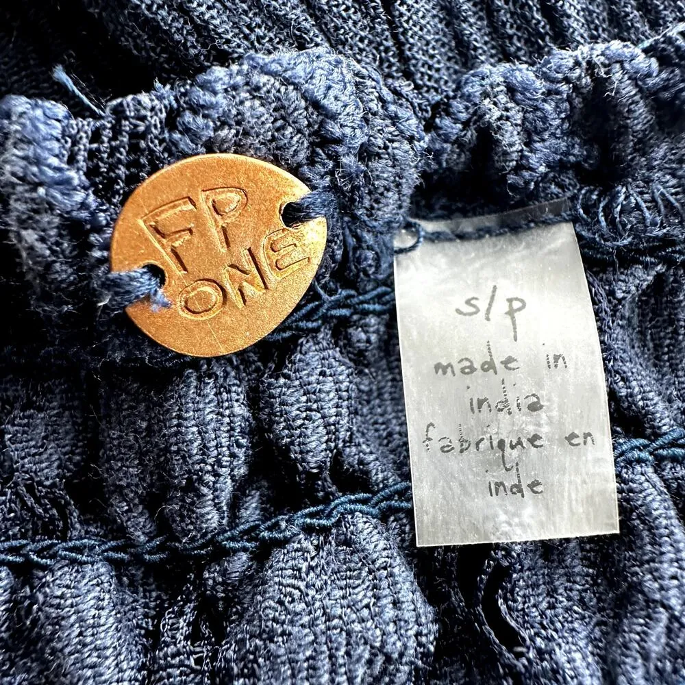 Free People Intimately One Adella Slip Maxi Dress Crochet Lace Navy Flowy Small - Image 3