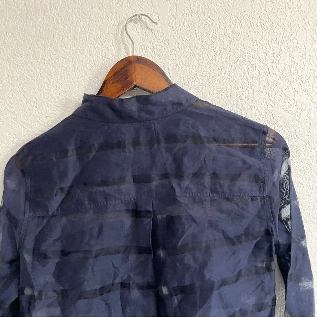 Rails Womens Shirt Blue Cameron Sheer Panel Stripe Long Sl Button Down Size XS - Image 5