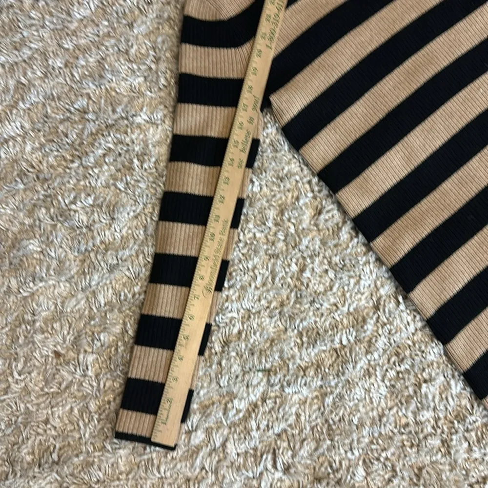 J. Crew Wool Blend Turtleneck Women’s Midi dress size xsmall Black Camel striped - Image 11