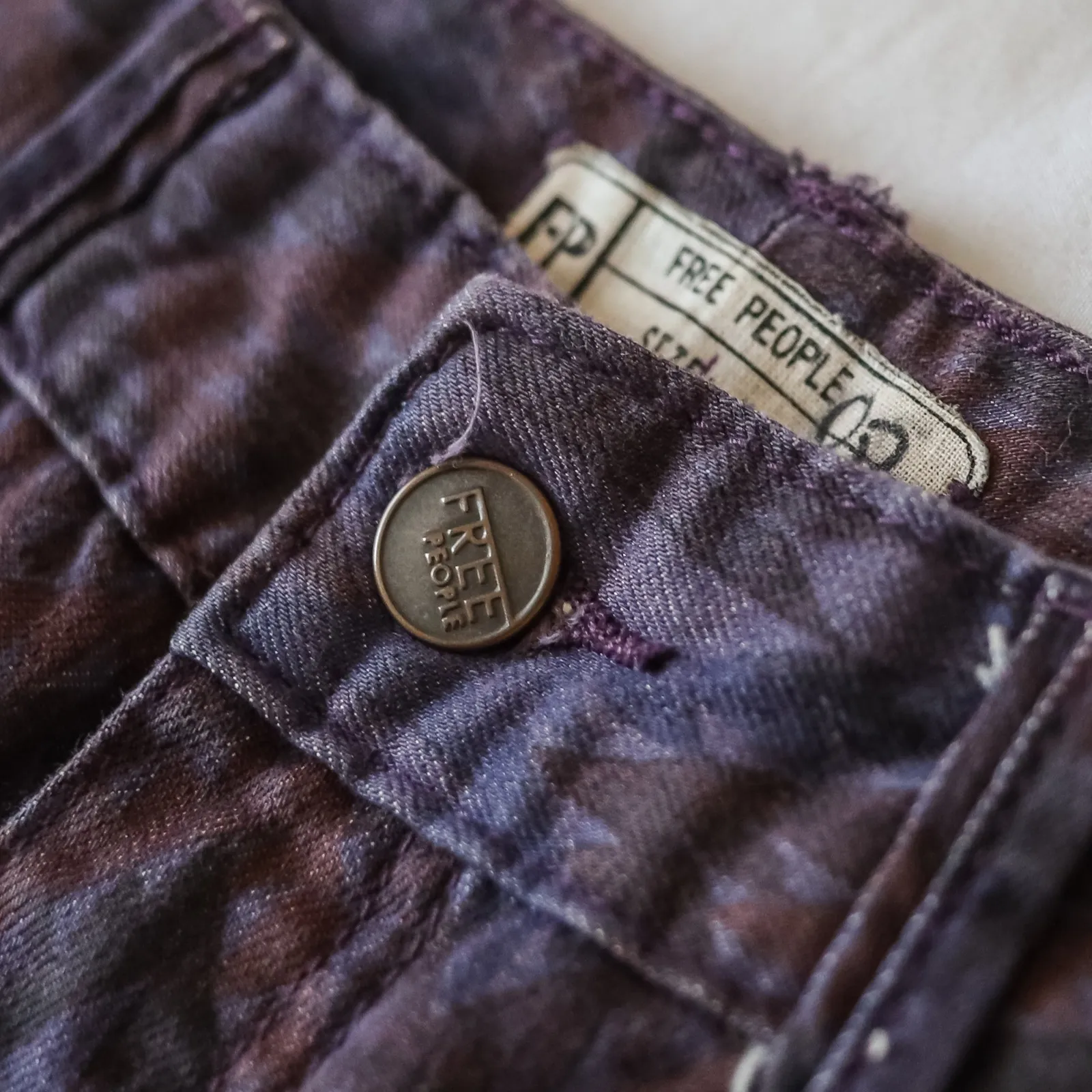 Free People Jeans Skinny Printed Aztec Purple‎ Denim Pants Size 29 Stretch Boho - Image 6