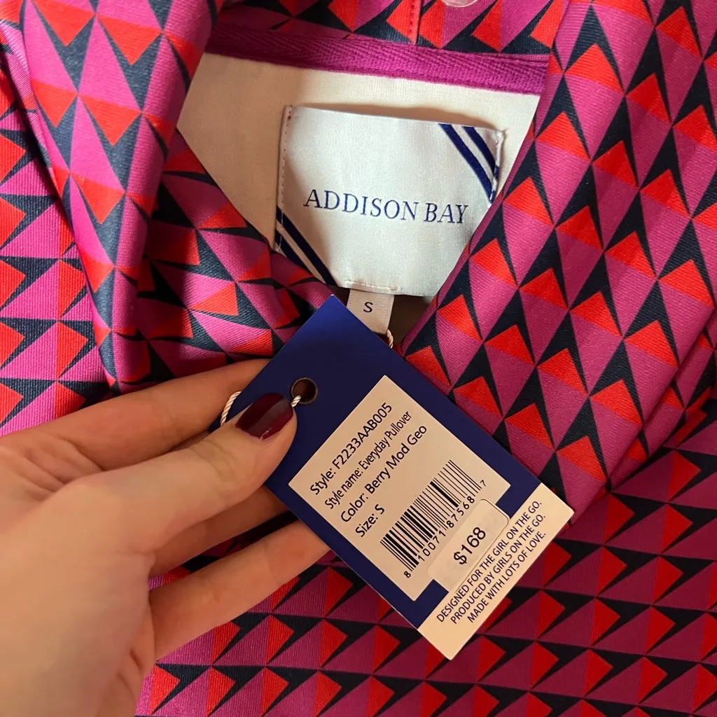Addison Bay  NEW Everyday Turtleneck Pullover Berry Mod Geo Athleisure Size Small - Image 4