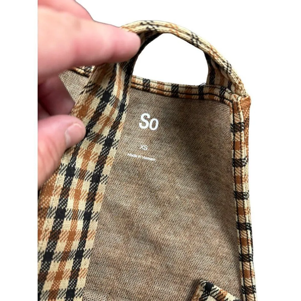 So Women's Plaid Overall Dress XS Cotton & Polyester Blend Adjustable Straps & P - Image 4