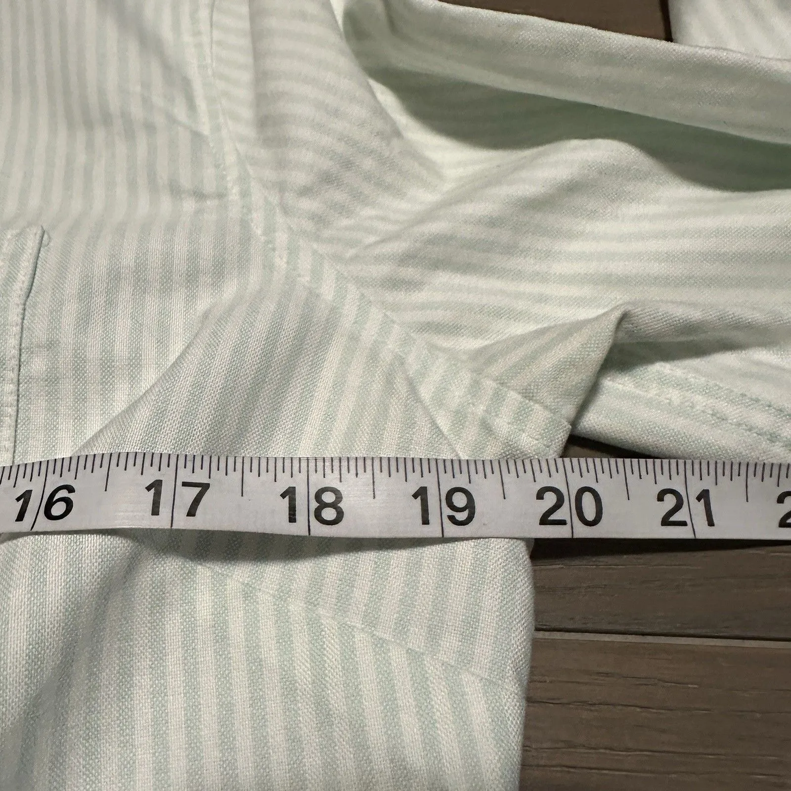 LL Bean Shirt S Classic Striped White Green Blouse Button Down Preppy Academia - Image 8