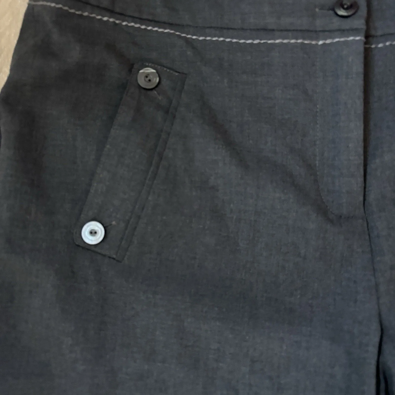 Worth Wool Sailor Career Pants Size 10 Gray Stitching Stretch Trousers Stitching Blue - Image 3