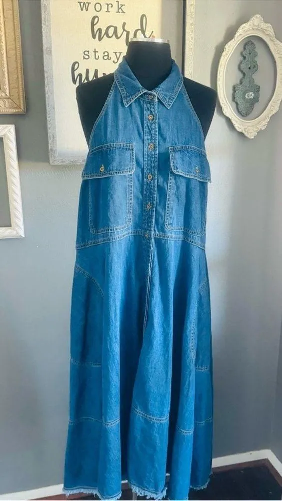 Anthropologie Pilcro Sleeveless Halter Swing Midi Dress - Image 5