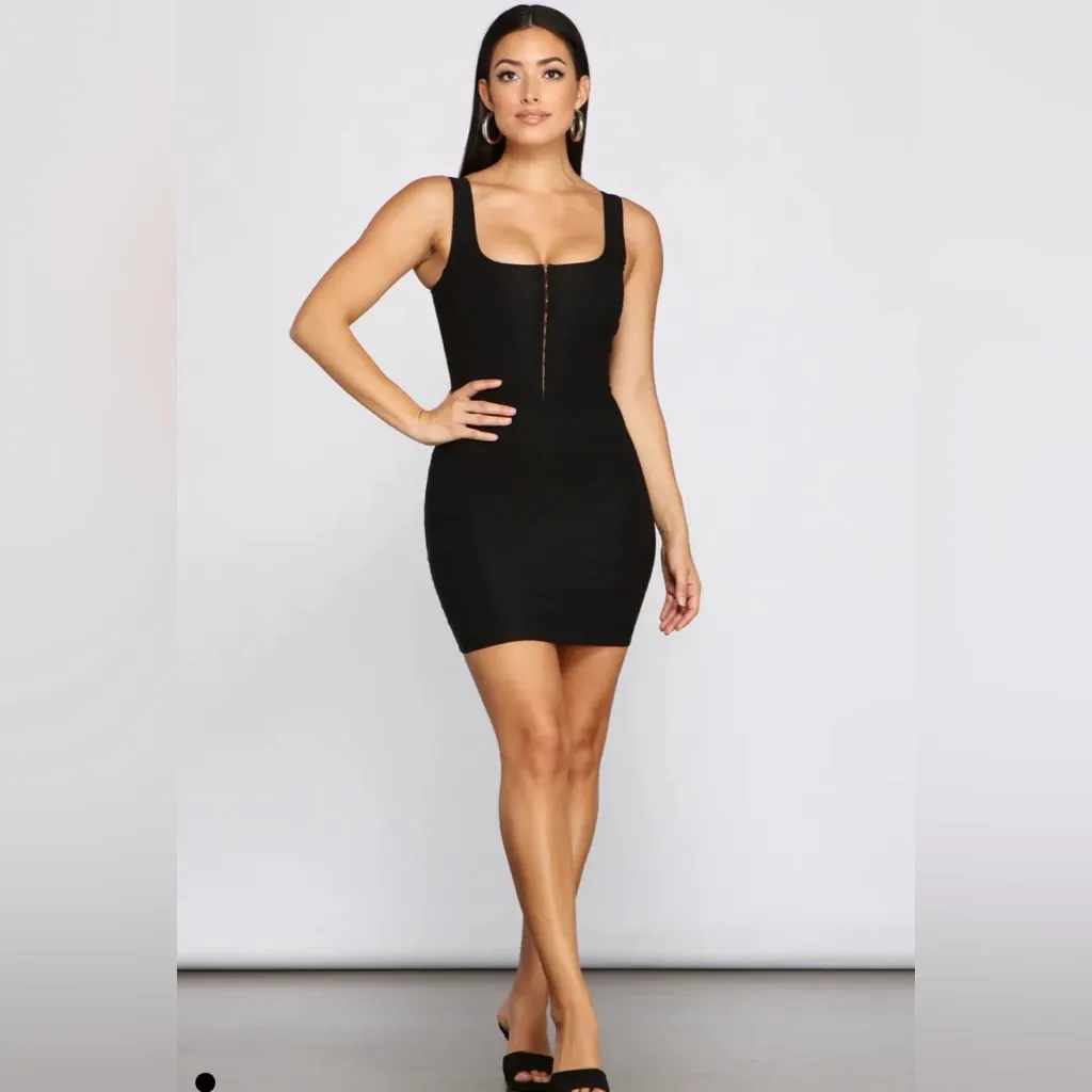 Windsor Sweet And Sassy Square Neck Black Corset Mini Dress Small - Image 10
