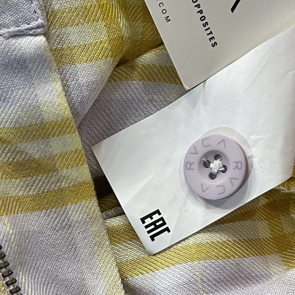 RVCA SZ 27 Downer Shorts Yellow Plaid Pleated Front Pockets High-Rise Zip-Fly - Image 8