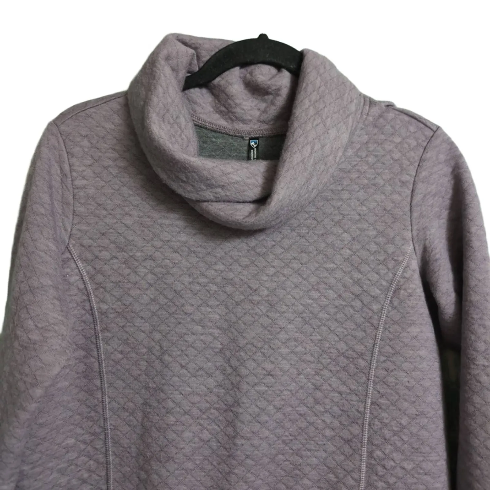 KÜHL Athena Pullover Purple Cowl Neck Quilted Texture Kangaroo Pocket M - Image 2