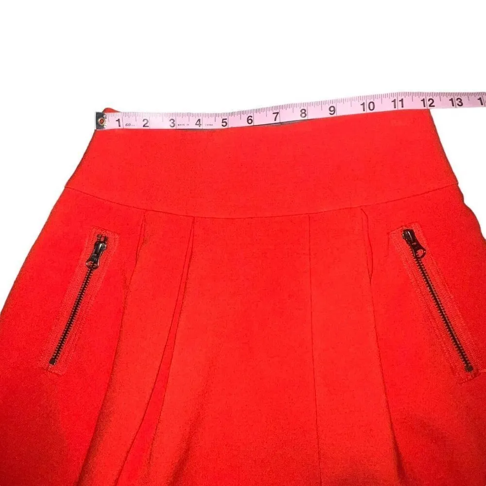 MAEVE BY ANTHROPOLOGIE RED SKATER FULL SKIRT MINI ZIPPERED POCKETS WOMEN SIZE 0‎ - Image 5
