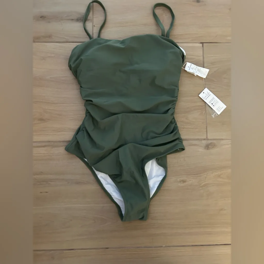 NEW Swimsuit 1 Pc Bathing Suit Square Neck Cutout Back Tummy Control M - Image 5