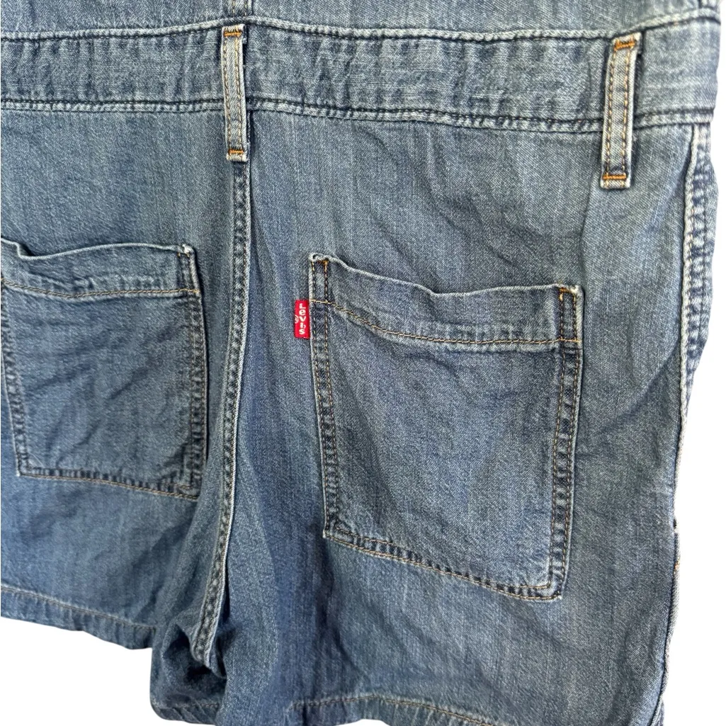 Levi's  Blue Denim Women's Button Up Romper with Front Pocket and Cinched Waist - Image 5