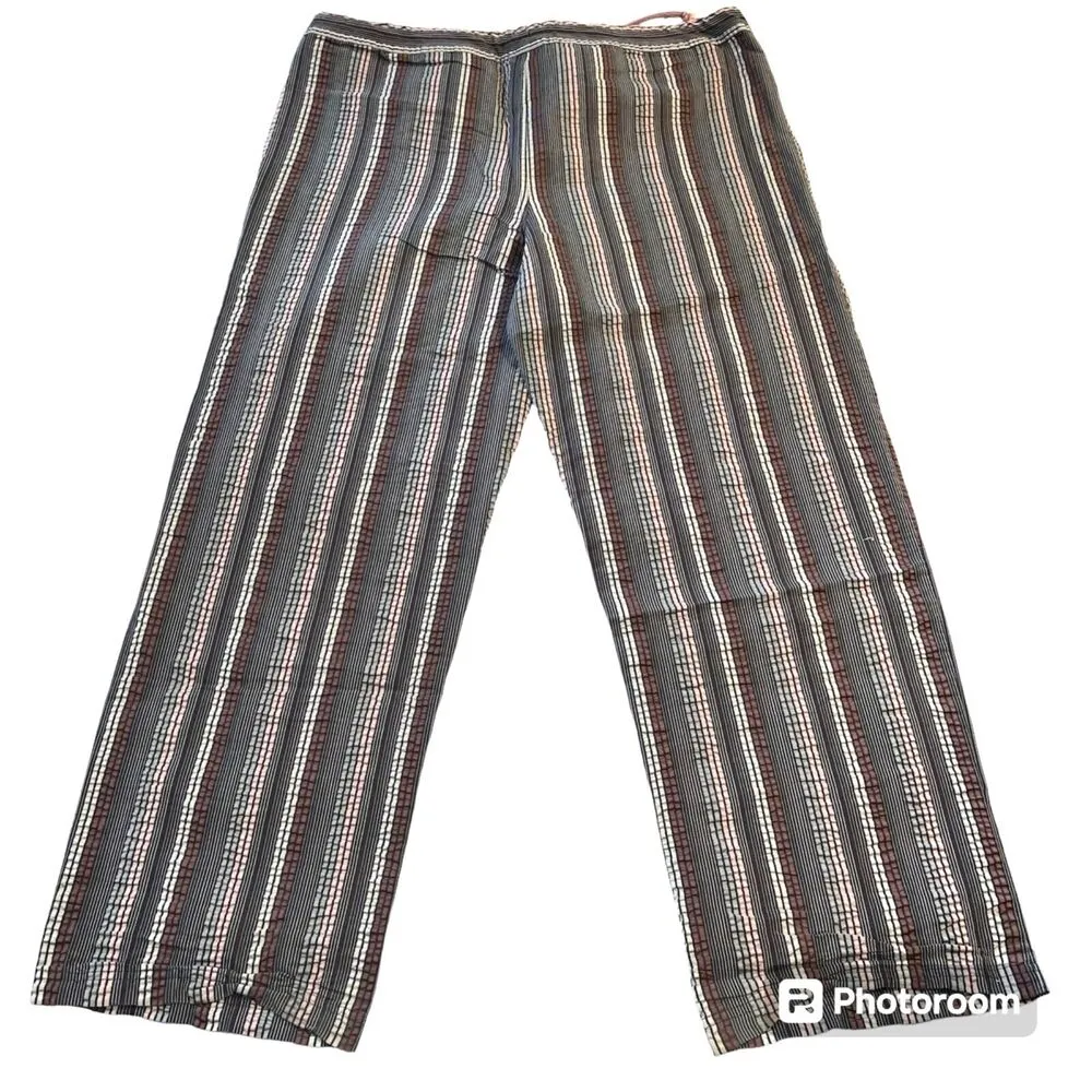 Ouray Womens Lounge Pants Striped Lightweight Drawstring Gray Purple Large - Image 3