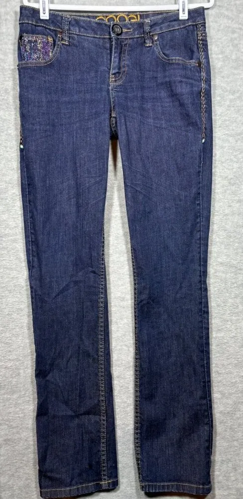 Coogi Women's Denim Jeans 9/10 Colorful Beaded Pockets Embellished - Image 1