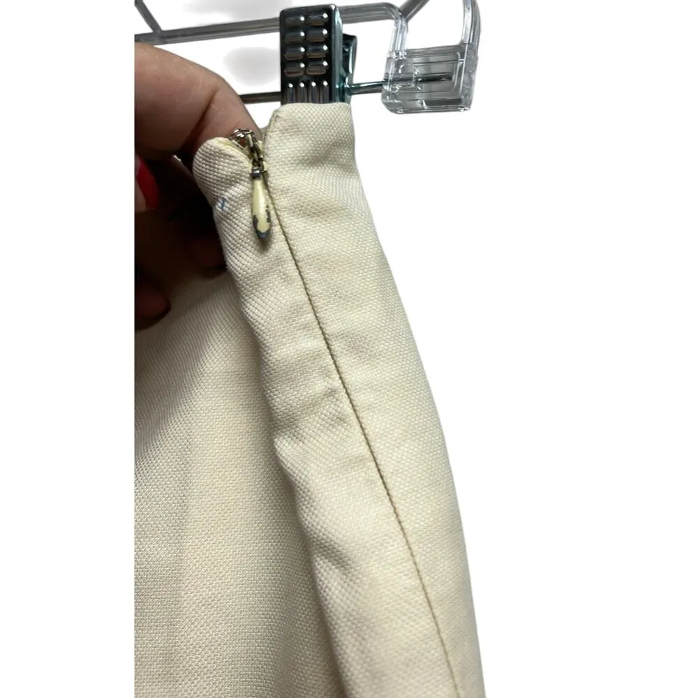 Ralph Lauren Vintage Women's Pale Yellow Cotton Cropped Lined Pants Size 8 - Image 9