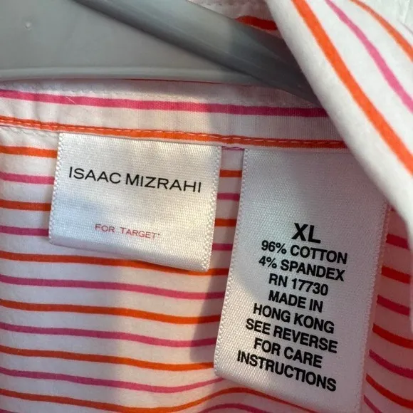 Isaac Mizrahi for Target XL Pink Striped Button Up Short Sleeve Shirt Size 4 - Image 2