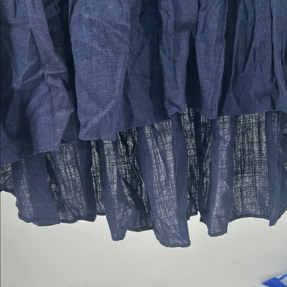 Halston Heritage Blue green White Midi Dress high low S new linen rayon vacation - Image 10