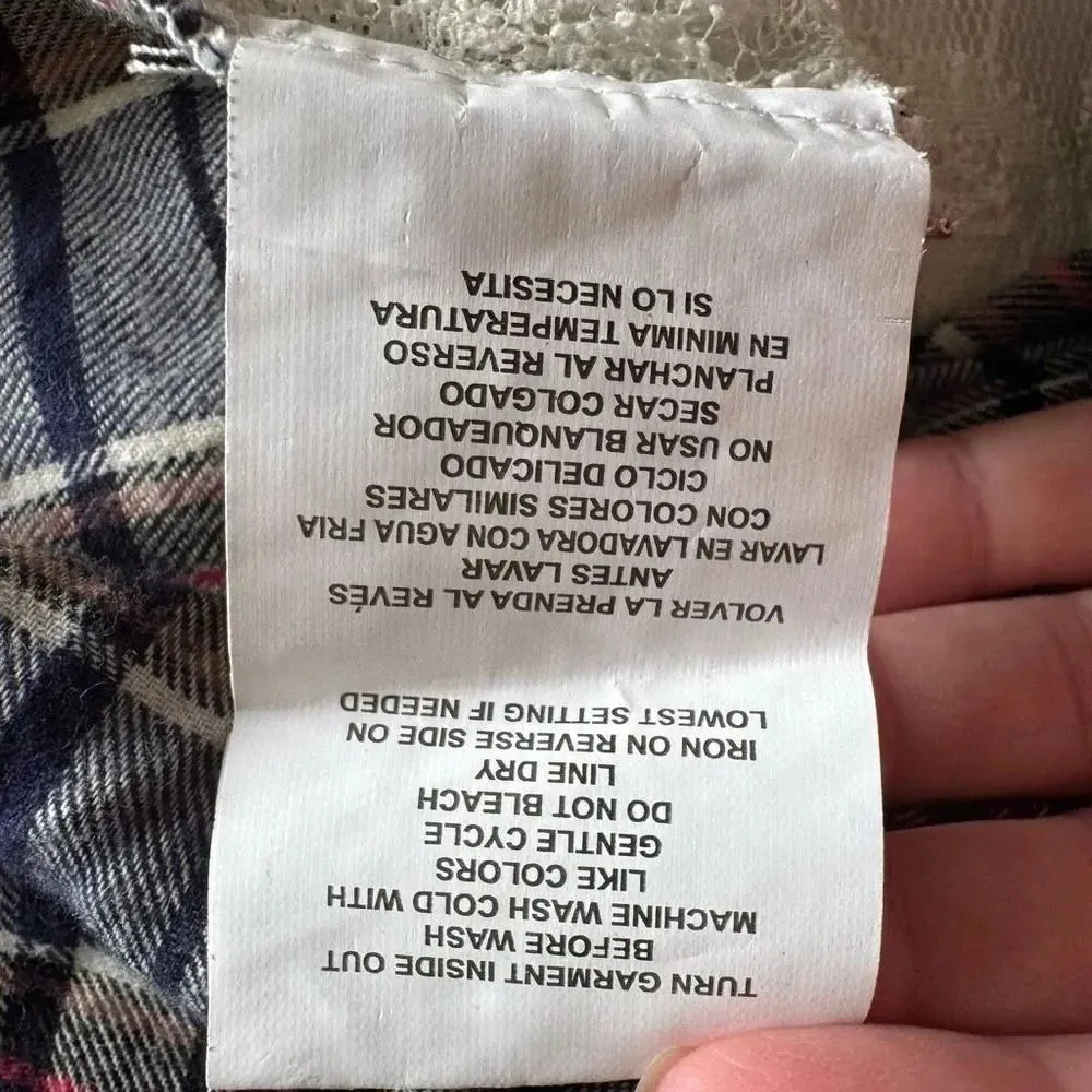 Altar’d State Shirt Button Front Blue Plaid Flannel Mixed Media Lace SZ L #2315 - Image 13