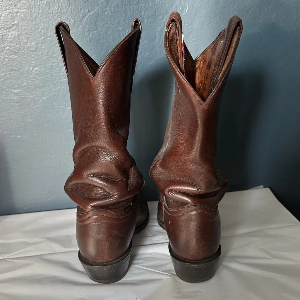 Tony Lama Chestnut Leather Western Boots - Image 6