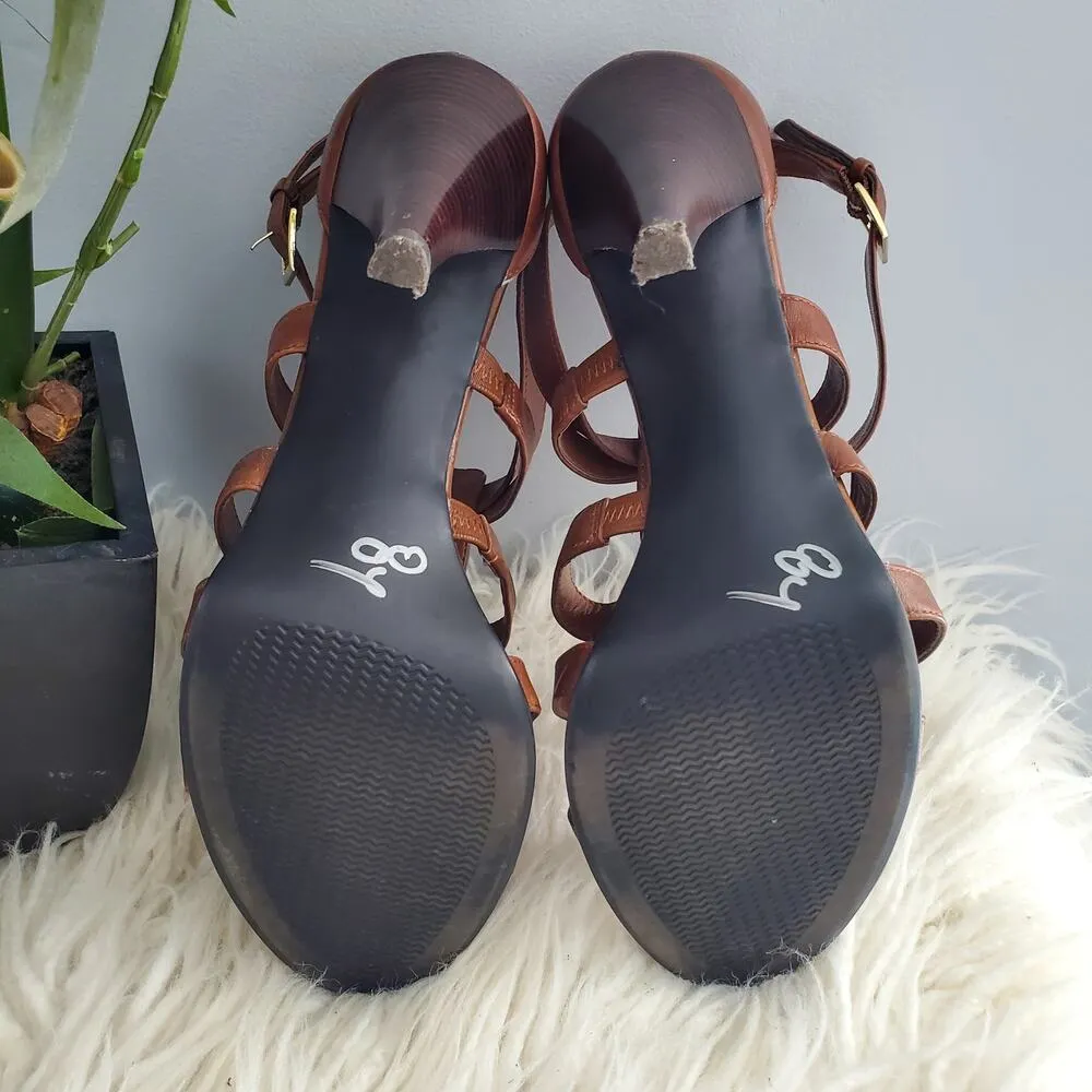 Franco Fortini Korbin Brown Strappy Leather Open Toe Heels Sandals Size 11M - Image 6