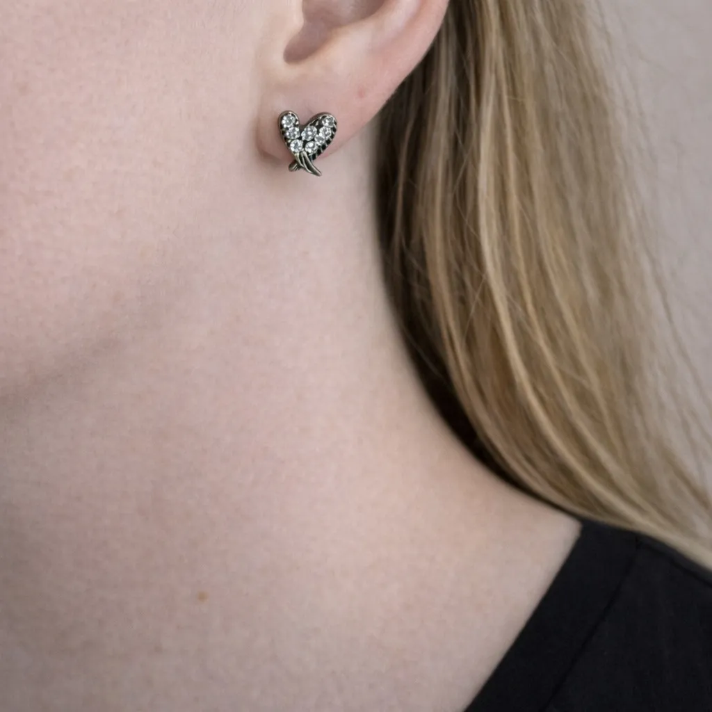 Elegant Silver Heart Earrings - Image 2