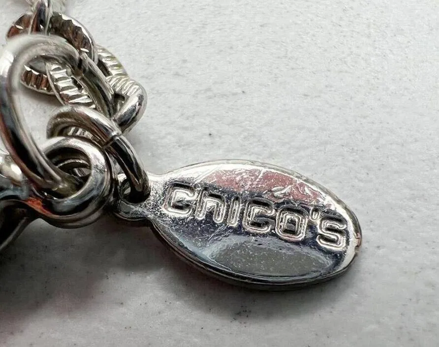 Chicos Silver Gold Tone Barrel Beaded Rhinestone Long Necklace 45" ✨ - Image 11