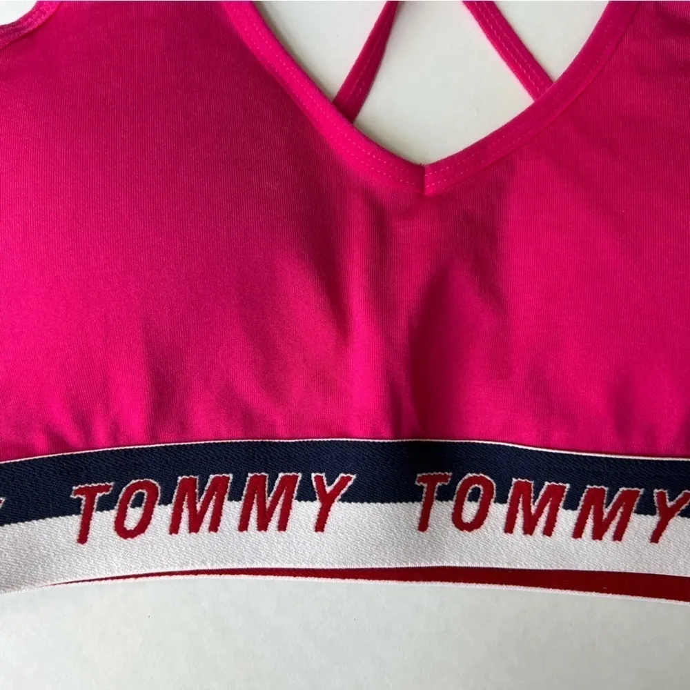Nwt Tommy Hilfiger sport magenta strappy cross back  sport bra size small - Image 2