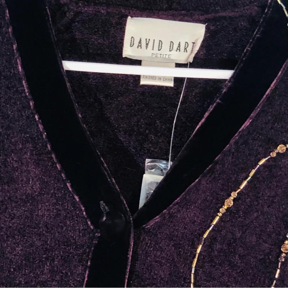 Vintage David Dart Purple Gold Jeweled One Button Cardigan Petite Medium Size undefined - Image 5