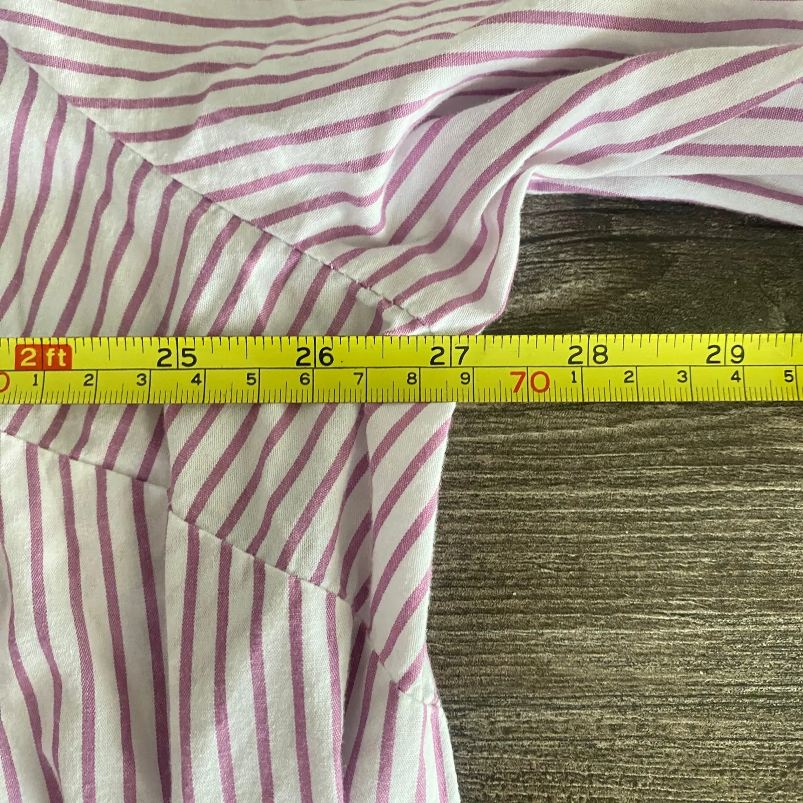 Woman Within Striped Embroidered Button Down Shirt 2X Pink Purple Work Office - Image 7