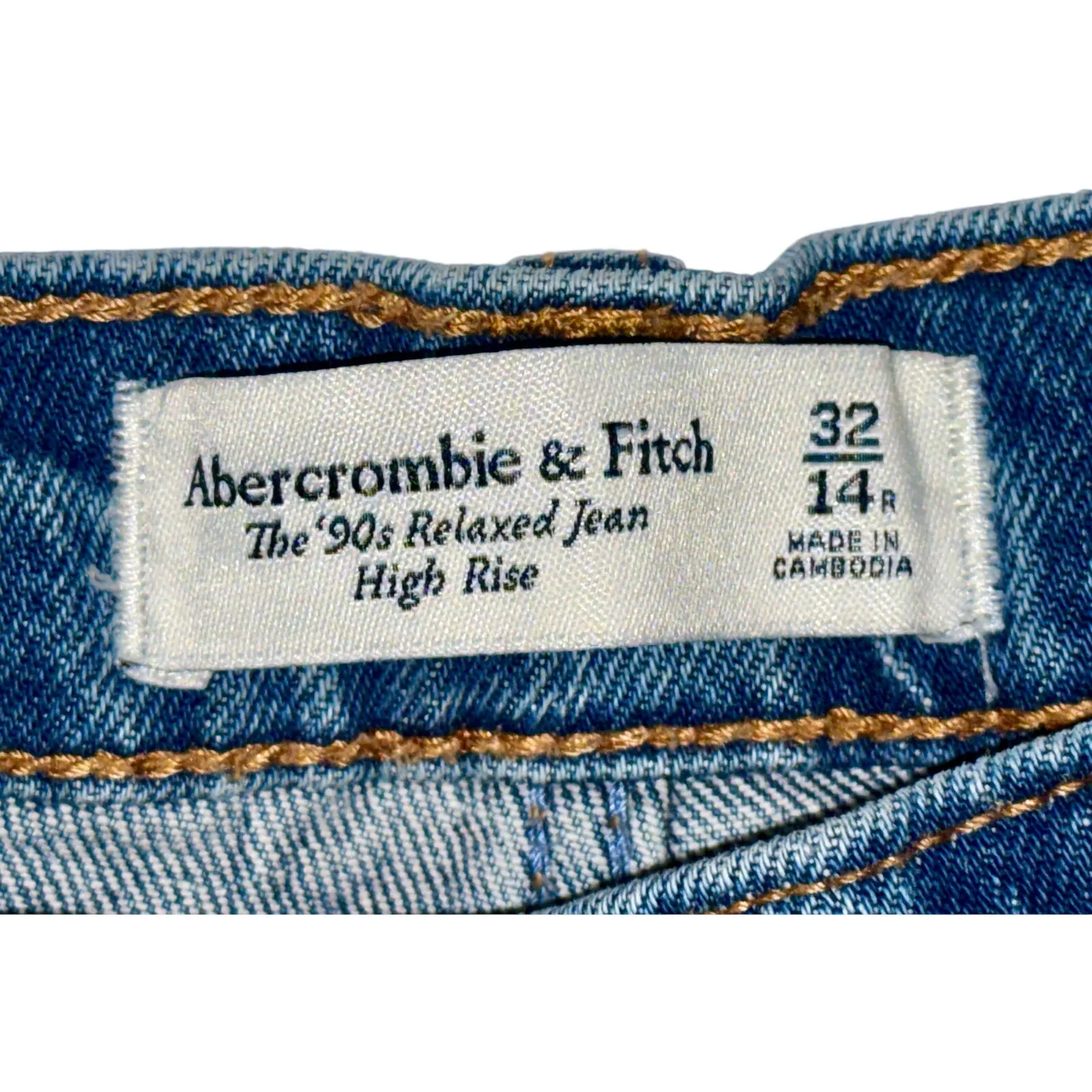 Abercrombie & Fitch 90s Relaxed High Rise Straight Leg Blue Jeans Womens 32 14 R - Image 3