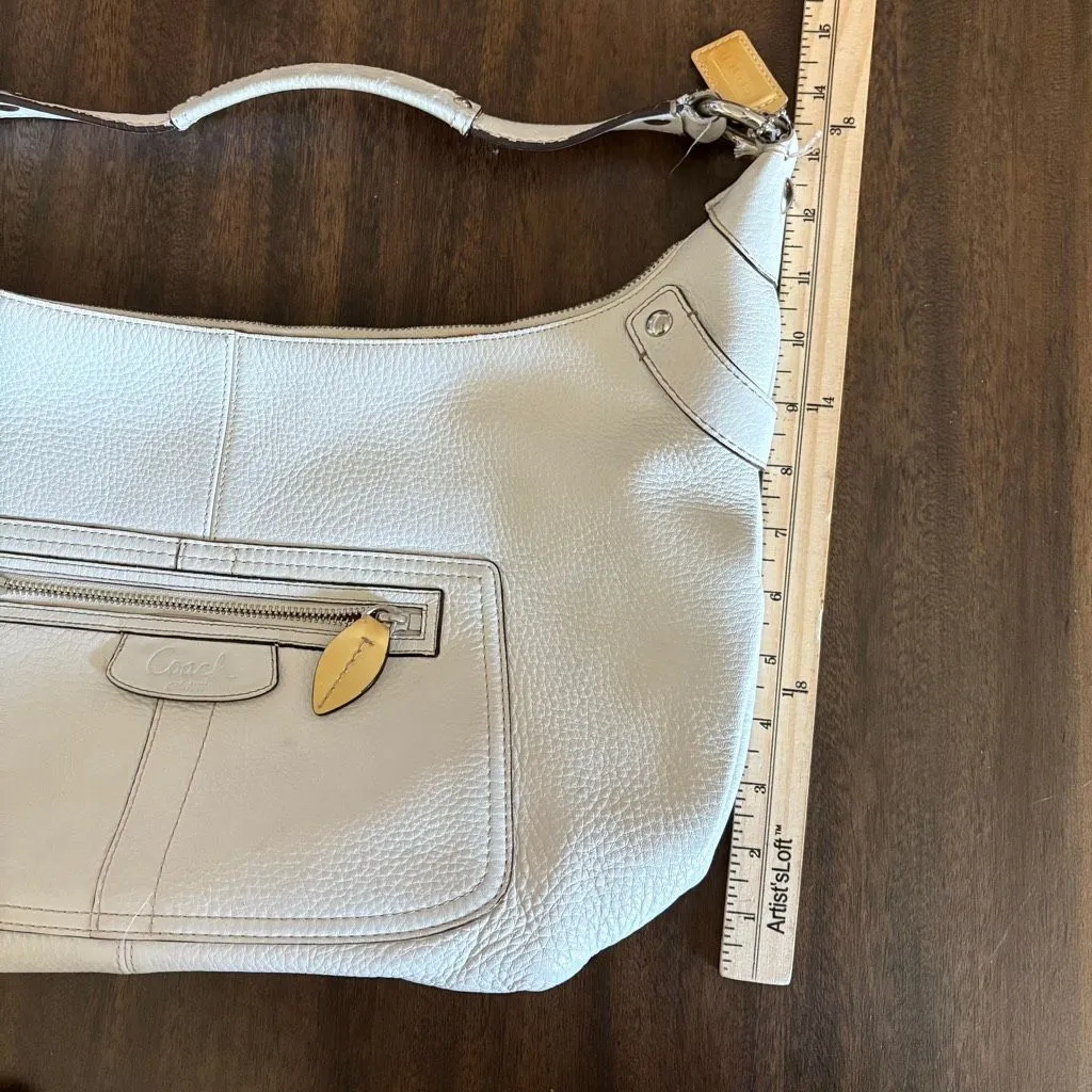 Coach 13155 Ivory Cream Penelope Pebble Leather Hobo Shoulder Bag Y2K - Image 7