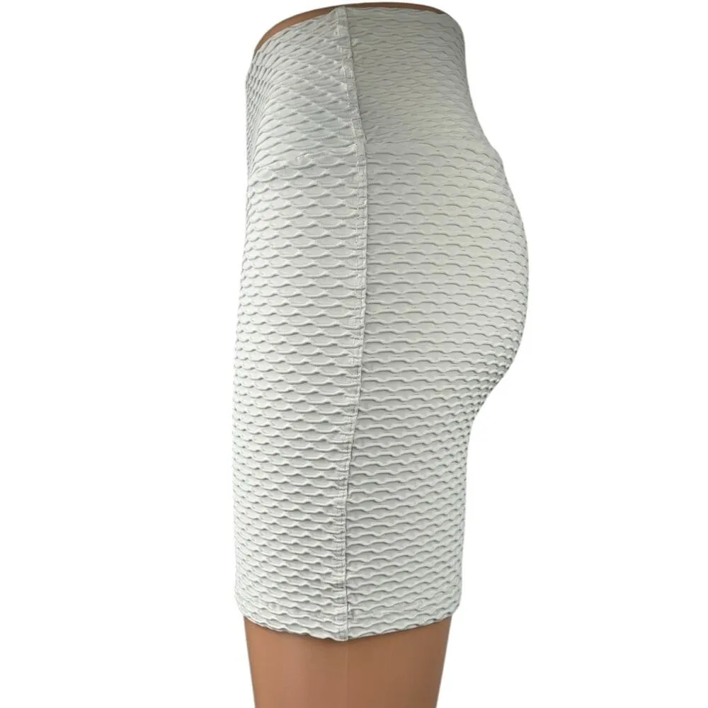 Booty by Brabants White Croco Skin High Waist Athletic Biker Running Shorts Sz S - Image 2