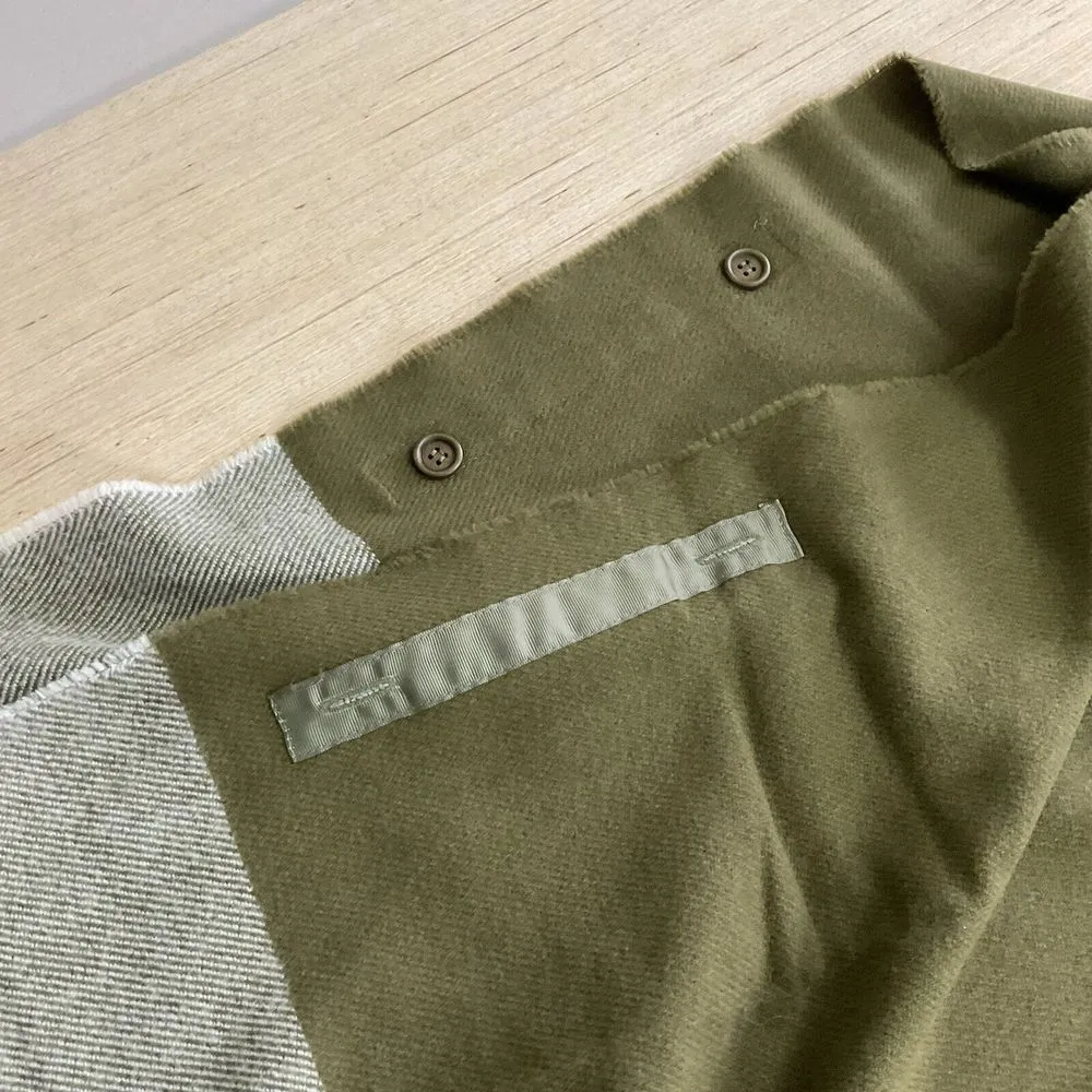 New Harve Benard Woven Shawl Wrap Scarf Color Block Olive Green Fringe One Size - Image 7