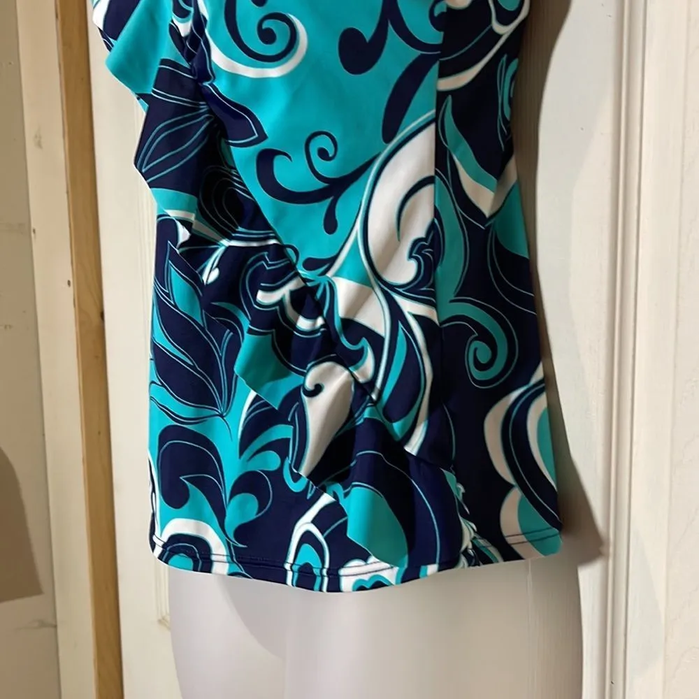 Vintage Jamaica Bay 1990s Ruffled Front Paisley Print Tankini Swim Top 8 - Image 11