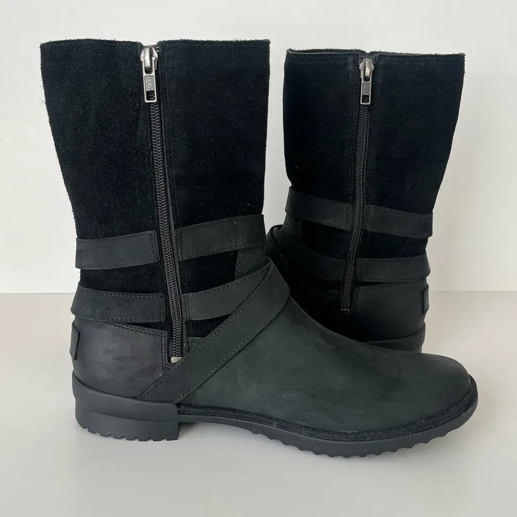 Ugg Australia Lorna Waterproof Leather wool lined black Boots 9.5 - Image 8