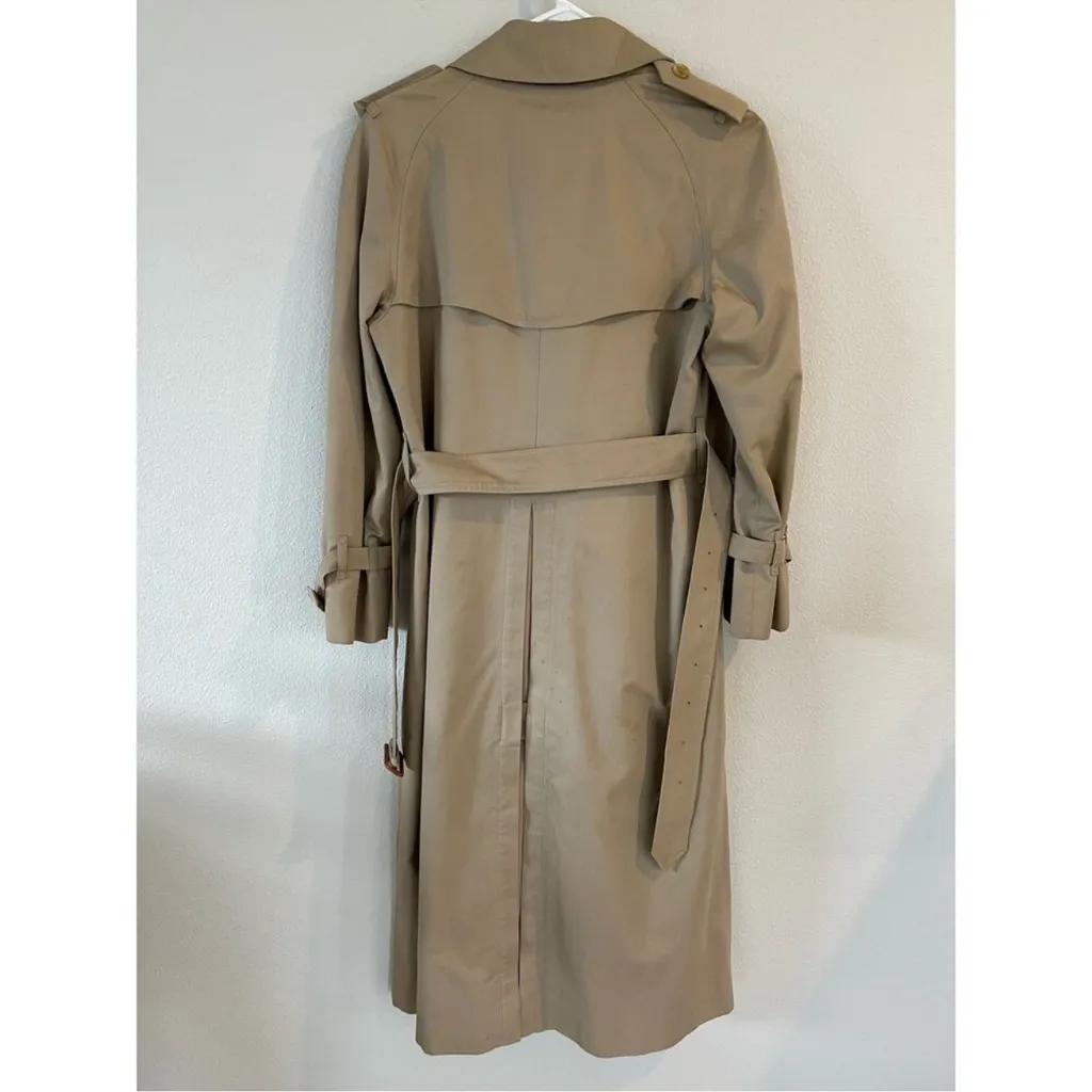 Burberry Vintage Women's Tan Cotton Long Trench Coat w/ Belt (10 L) - Image 12