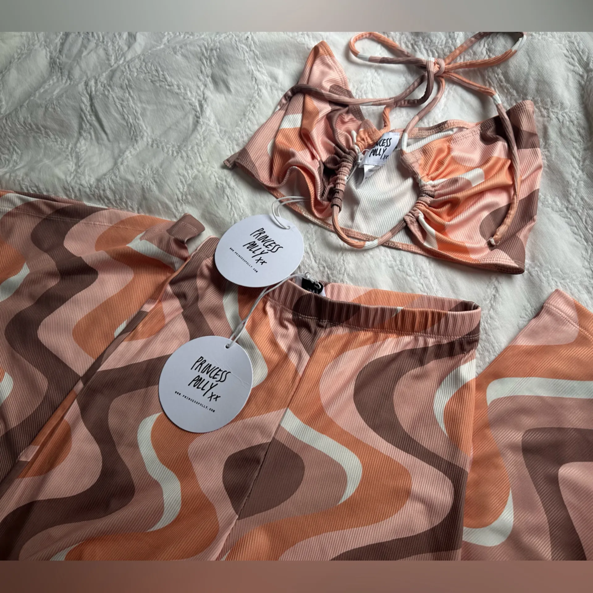 Princess Polly Swirl Print festival Set - Pink, Brown, and Cream - Image 3