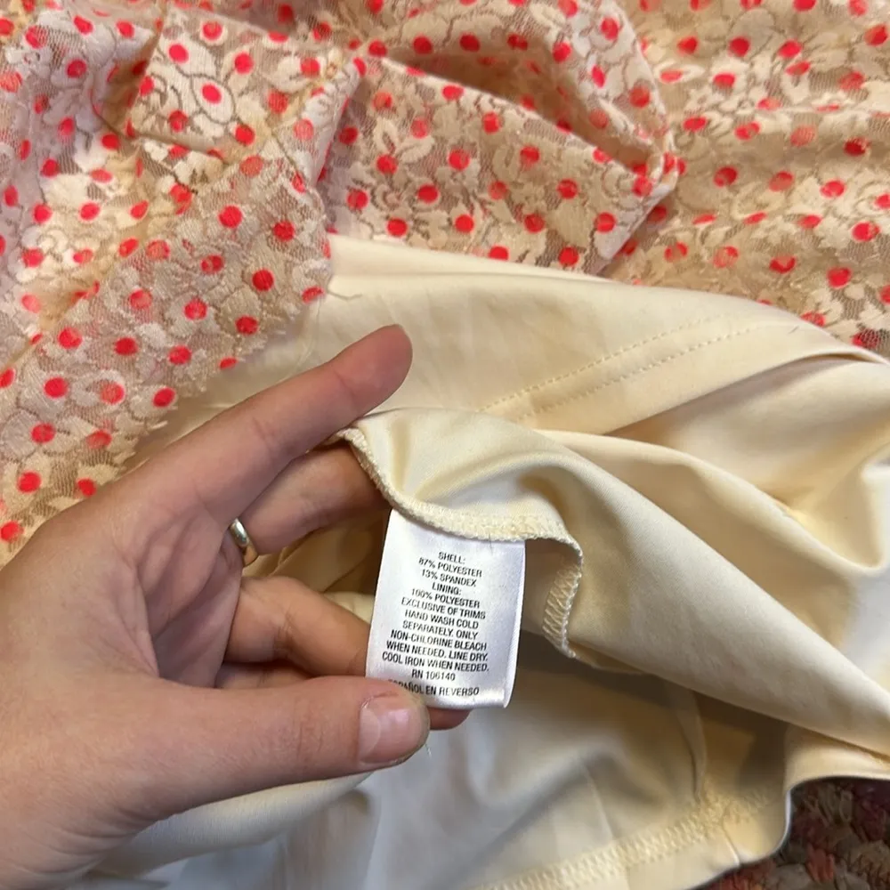 MAISON JULES CREAM LACE HOT PINK POLKA DOT TIERED MAXI TANK DRESS - Image 6