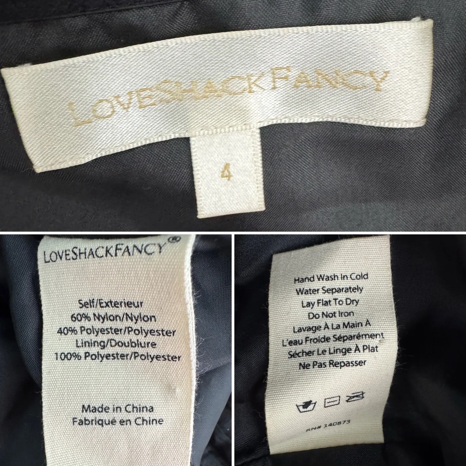 LoveShackFancy ​Brenaya Ruffle Flower Mini Bodycon Dress black size 4 - Image 11