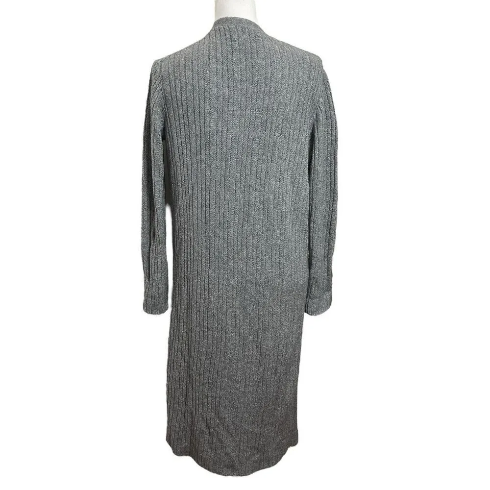 Naadam NWT Ribbed Duster Cardigan Sweater Gray Open Front Wool Cotton Size Small - Image 3