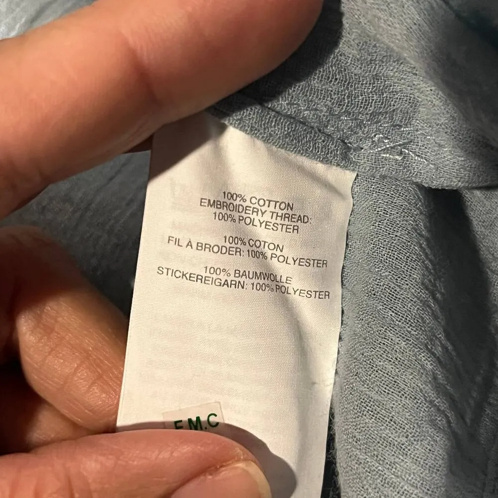 J. Crew Women's Blue Cotton Peasant Boho Tie Blouse Size 2 - Image 5