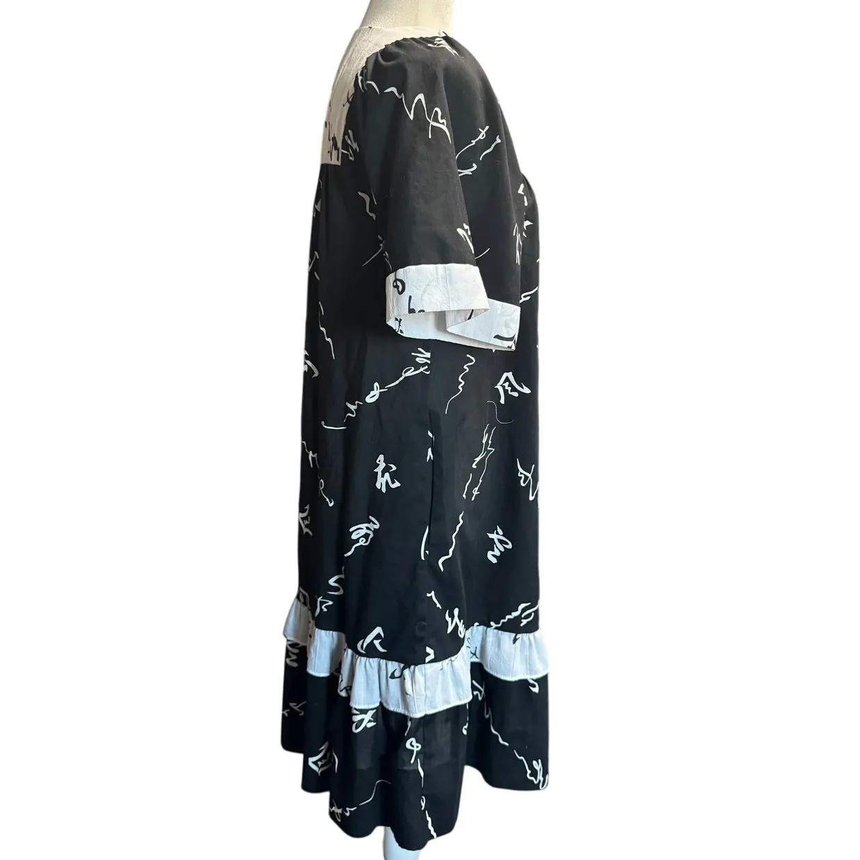 Vintage Hawaiian babydoll dress Sidan Hawaii for Liberty House Estimated Size M Black Size M - Image 3